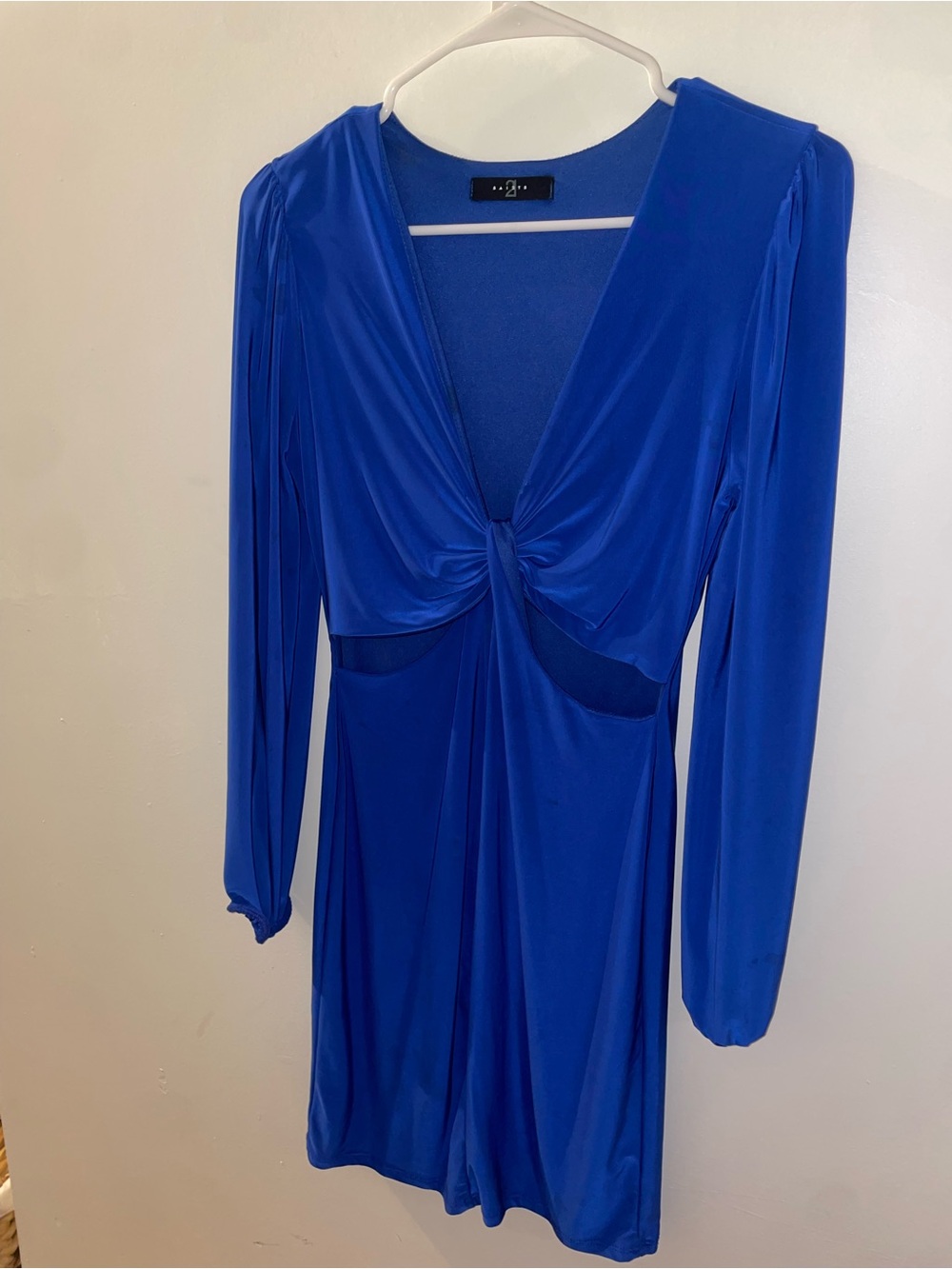 All Saints Cobalt Blue Twist-Front Long Sleeve Dress